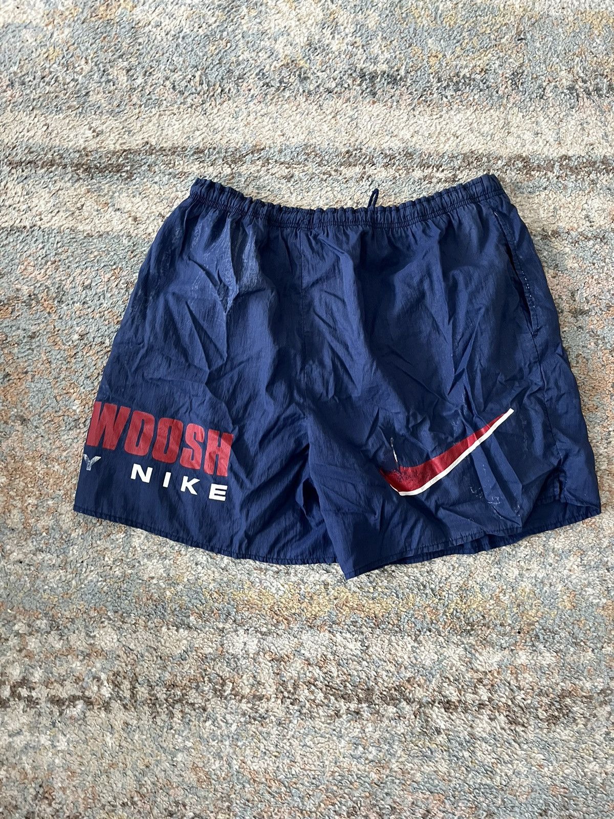 Nike × Vintage VTG Nike Drill Swishy Shorts sz L RARE Swoops Size US 32 / EU 48 - 2 Thumbnail
