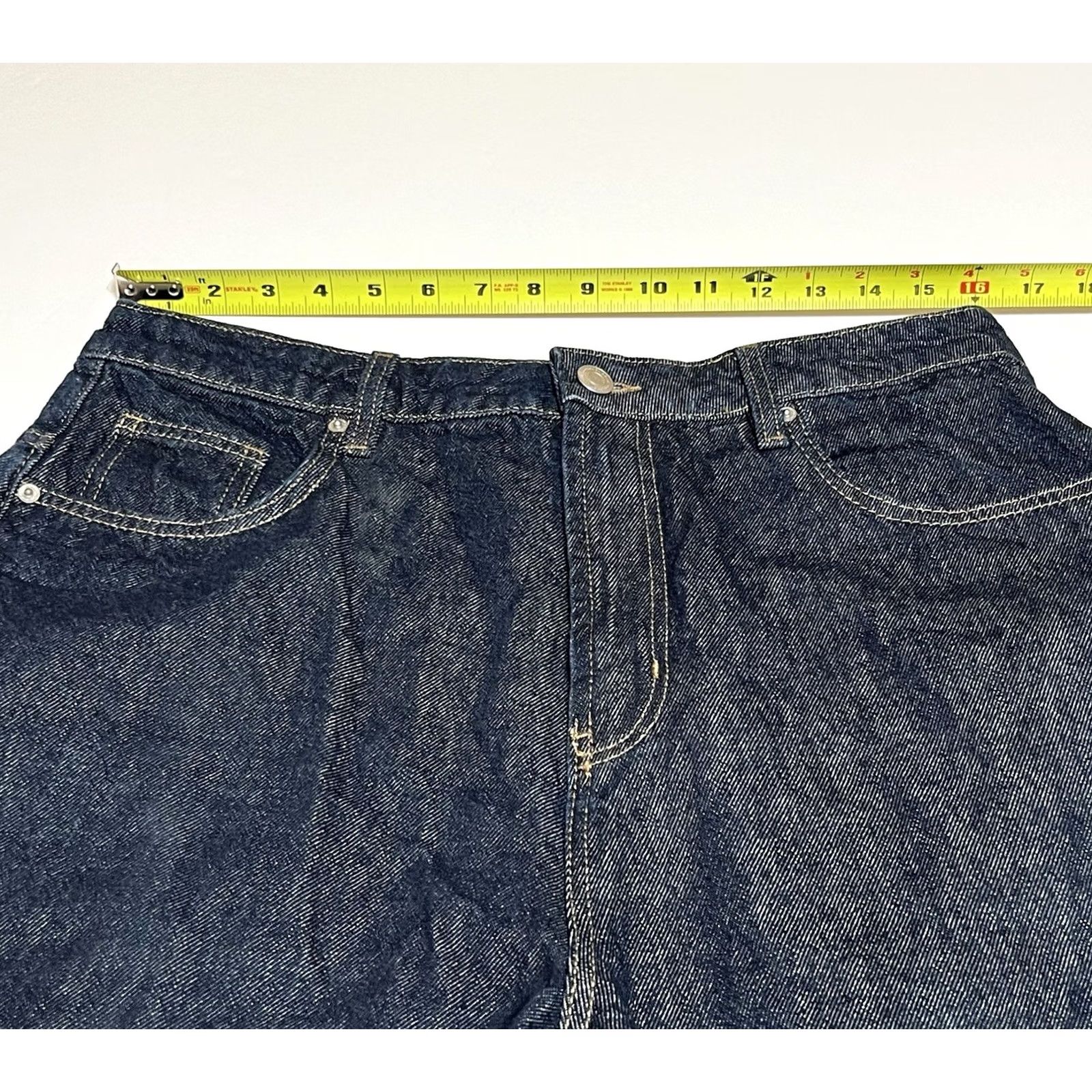 Cotton On Cotton On 91 Wide Leg High Rise Relaxed Jeans Dark Wash Blue 32x30 Womens Jeans 5-Pocket Design Size 24" / US 00 / IT 34 - 3 Thumbnail