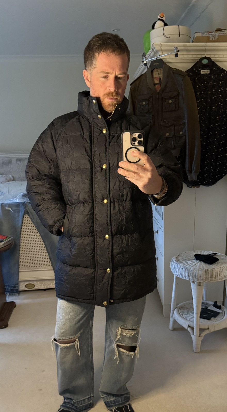 Celine $5k Celine Long Triomphe black logo coat jacket Hedi Slimane Size US M / EU 48-50 / 2 - 5 Thumbnail