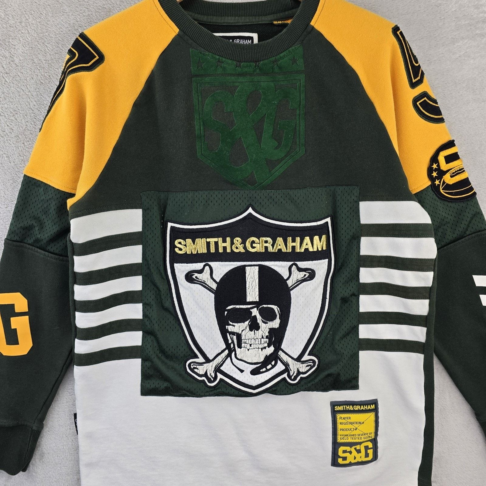 Other Smith & Graham Jersey Sweater Mens Large Green Yellow Skull Size US L / EU 52-54 / 3 - 3 Thumbnail