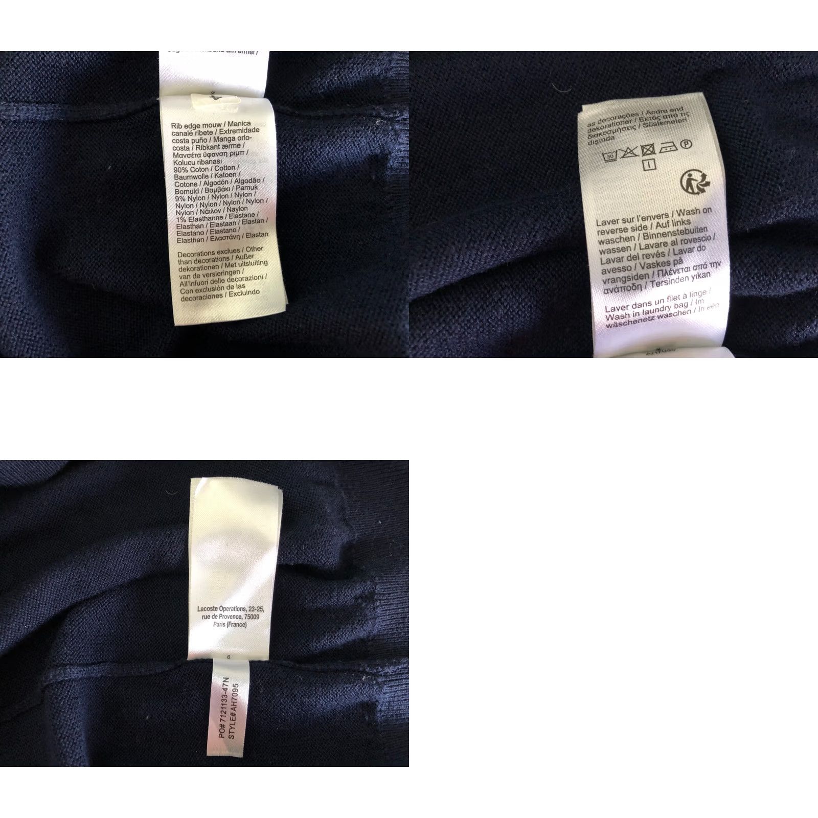 Lacoste Lacoste Sweatshirt Blue Cotton XL Pullover Men V-Neck Logo Embroidered Jumper Jersey Knit Long Sleeve" Size US XL / EU 56 / 4 - 9 Thumbnail
