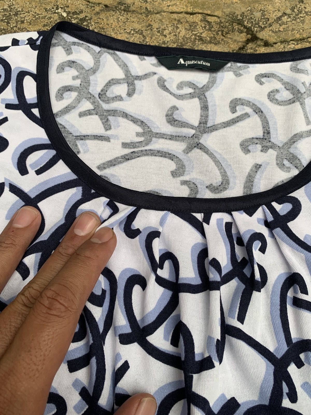 Aquascutum × Vintage 2000s Aquascutum UK Graphic Patterned Top Size L / US 10 / IT 46 - 5 Thumbnail