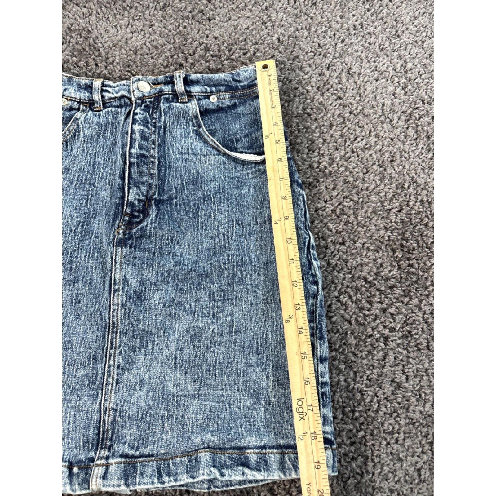 Vintage VINTAGE 1980s Studebaker Alessio Acid Wash Denim Skirt Short 28 Blue Women Mini Slit Pockets 80s Theme Mens? Size 28" / US 6 / IT 42 - 2 Thumbnail