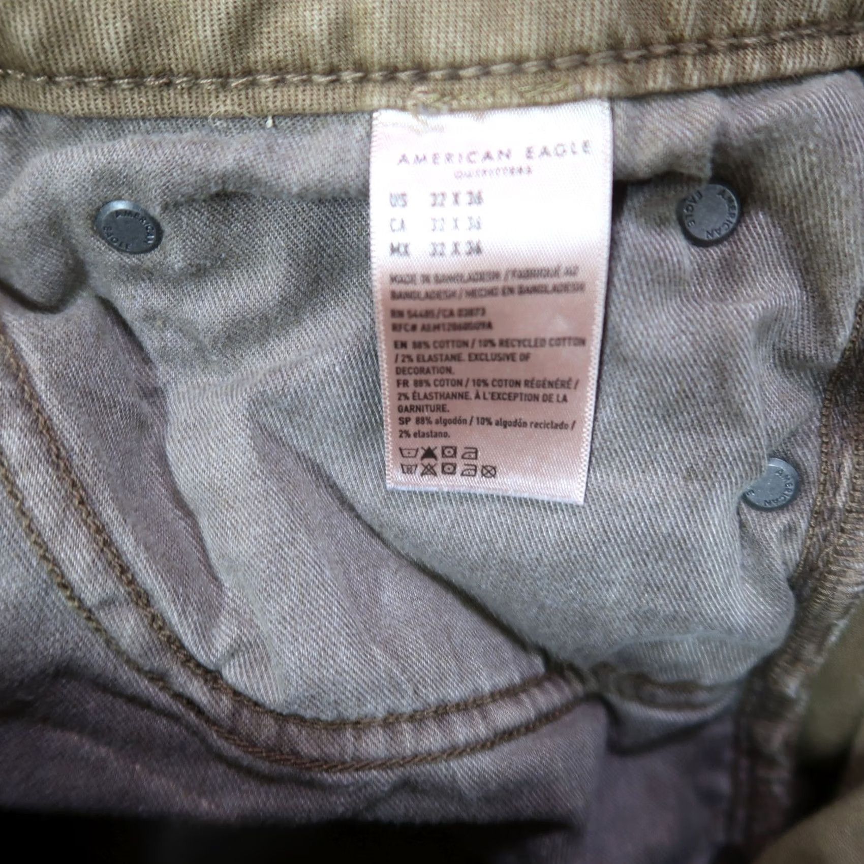 American Eagle Outfitters VINTAGE? No — American Eagle Slim Straight Jeans Mens 32x36 Brown Denim Airflex Distressed Slim 5-Pocket Cotton Blend Jeans Mens Brown Size US 32 / EU 48 - 5 Thumbnail