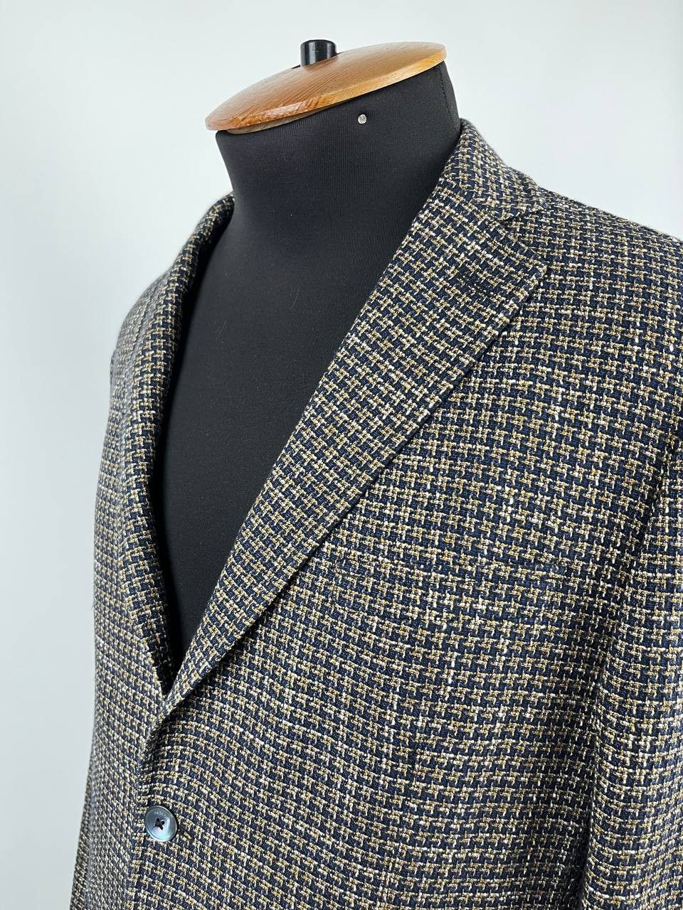 Paoloni Paoloni Italy Men's Cotton Linen Houndstooth Blazer Size 54 Size US XL / EU 56 / 4 - 4 Thumbnail
