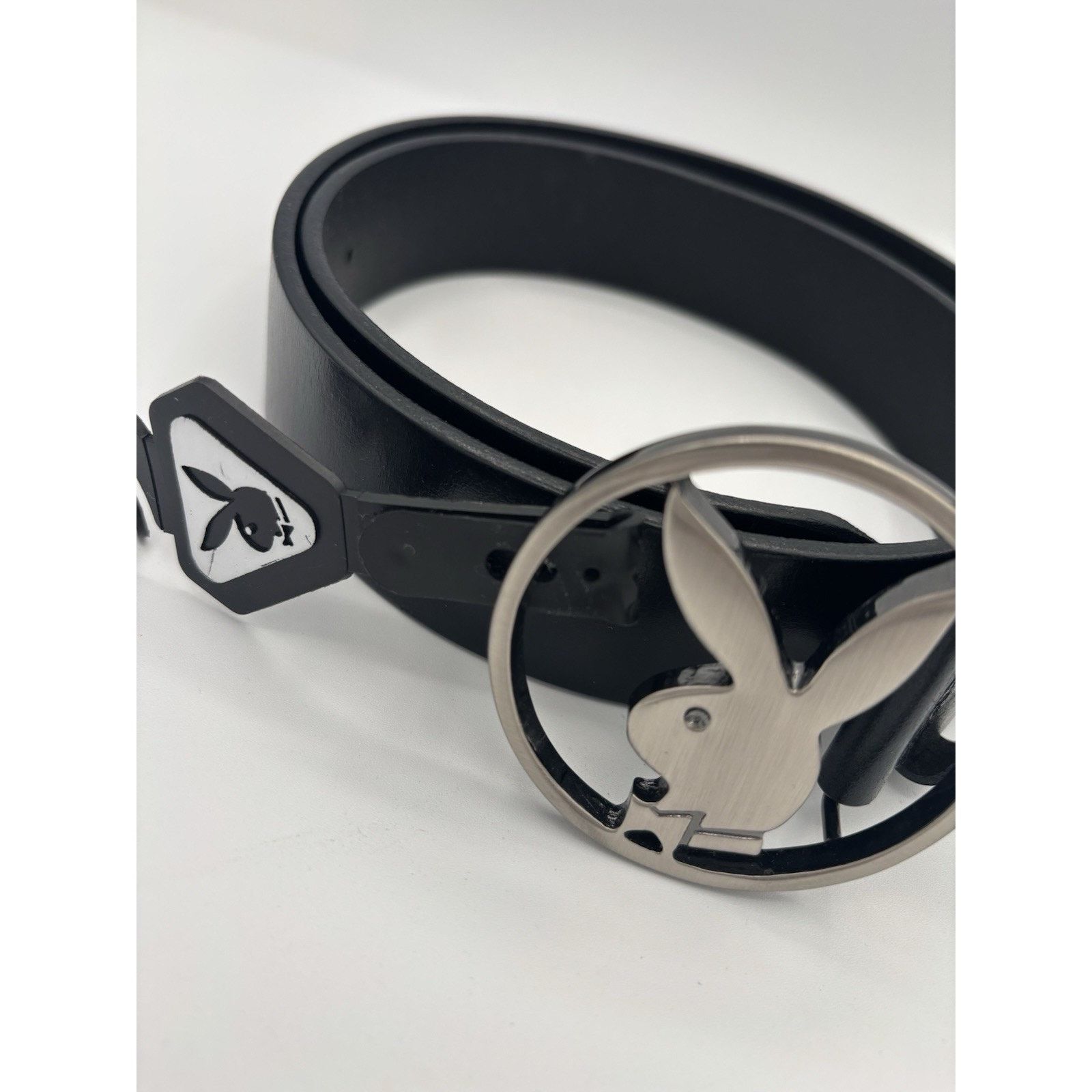 Playboy Vintage Playboy Bunny Belt Mens 42" Italian Leather Silver Size 42 - 2 Thumbnail