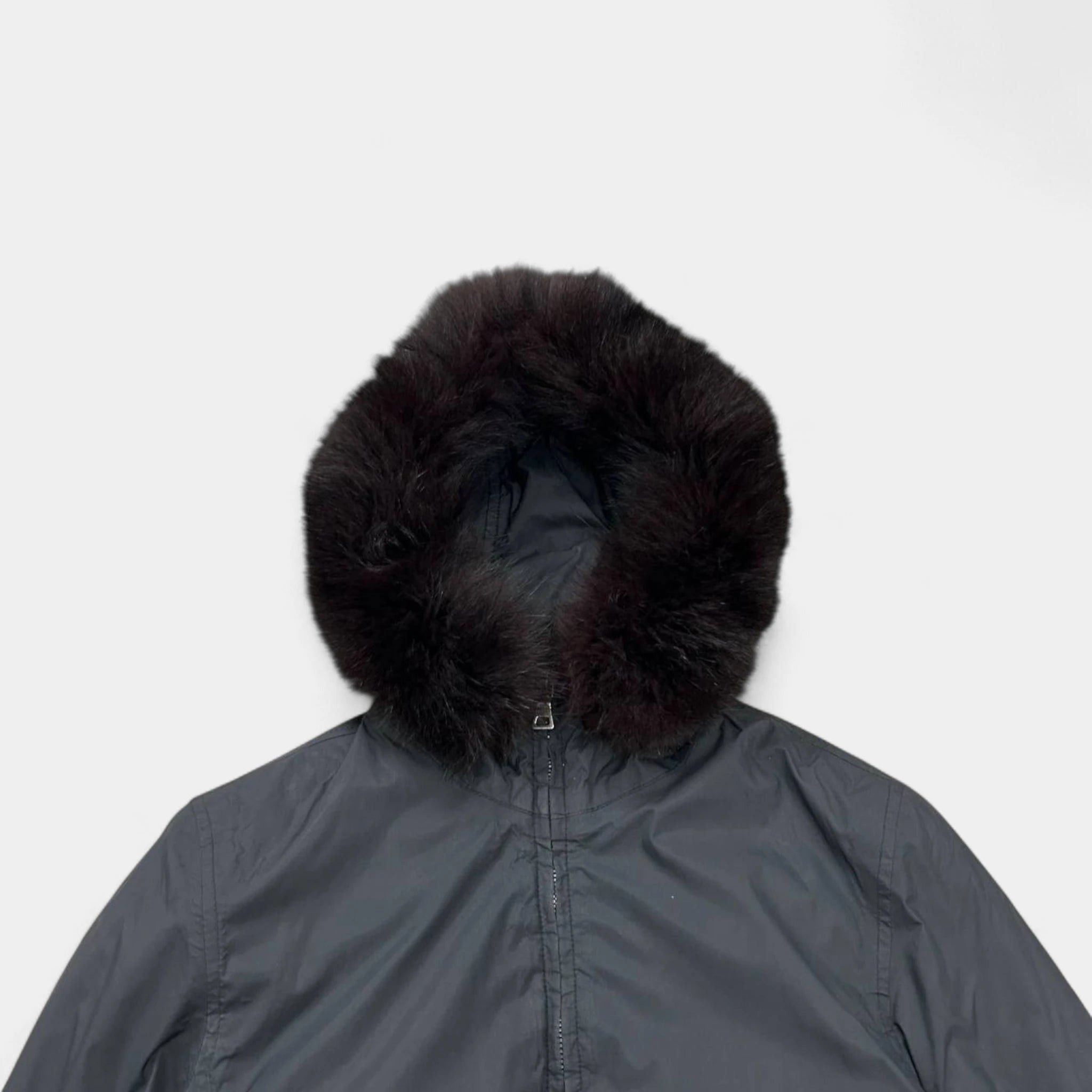 Prada Prada Gore-Tex 2000s Dark Grey Nylon Fur Hood Coat Size US S / EU 44-46 / 1 - 2 Thumbnail