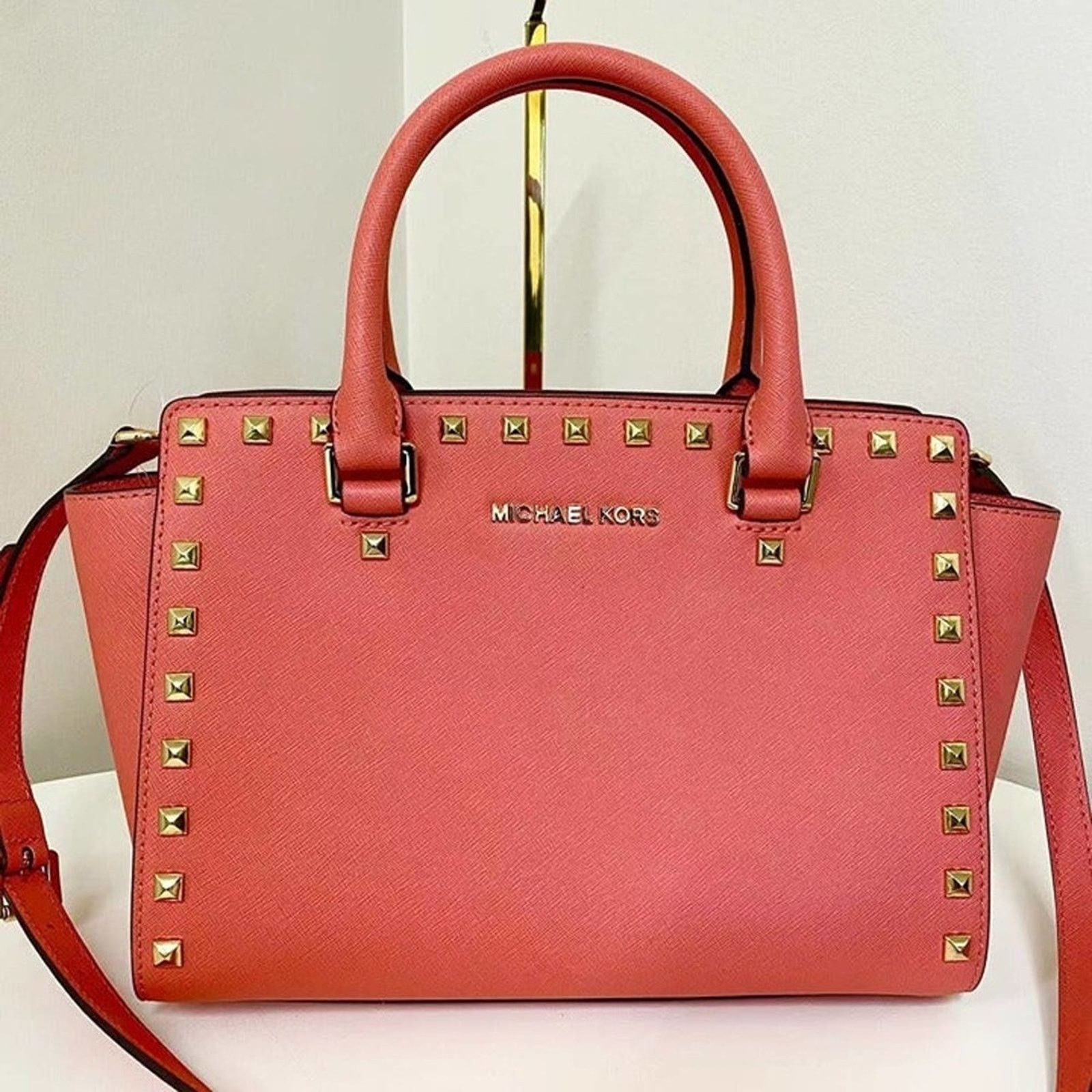Michael Kors Michael Kors 30T3GSMS2L Selma Studded Medium In PNKGRAPFRUIT Size ONE SIZE - 2 Thumbnail