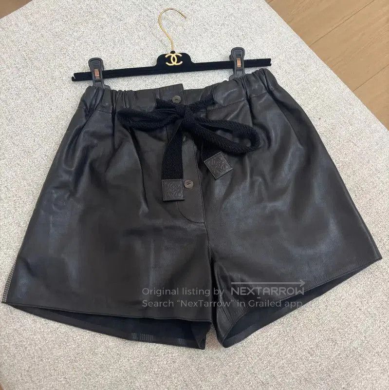 Loewe Black Leather Women's Shorts .
