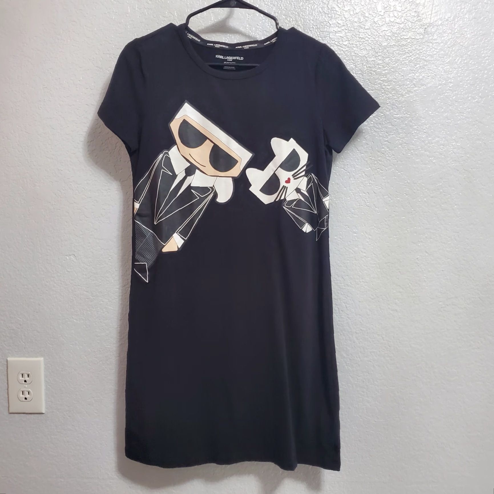 Karl Lagerfeld VINTAGE Karl Lagerfeld Paris T Shirt Dress XS Black Karl & Choupette Graphic Size XS / US 0-2 / IT 36-38 - 2 Thumbnail