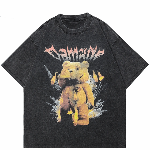 Japanese Brand Streetwear Funny Smoking Bear Tee Size US L / EU 52-54 / 3 - 1 Thumbnail