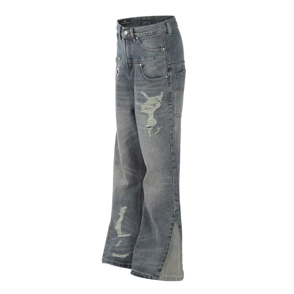 Jean Vintage Washed Distressed Splicing Flared Jeans Size US 30 / EU 46 - 6 Thumbnail