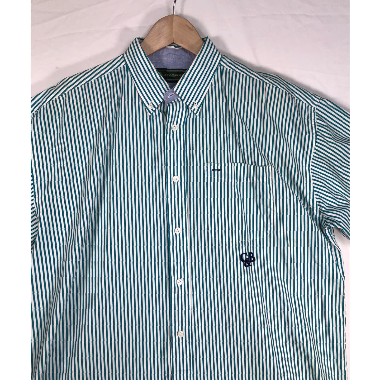 Croft & Barrow VINTAGE Croft & Barrow Shirt Men’s Large Striped 90s Blue Button Short Sl J23 Size US L / EU 52-54 / 3 - 2 Thumbnail