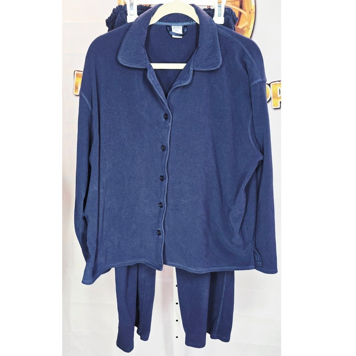 Other St. Eve Intimates Navy Blue Fleece Pajama Set - Size Large Size L / US 10 / IT 46 - 1 Thumbnail