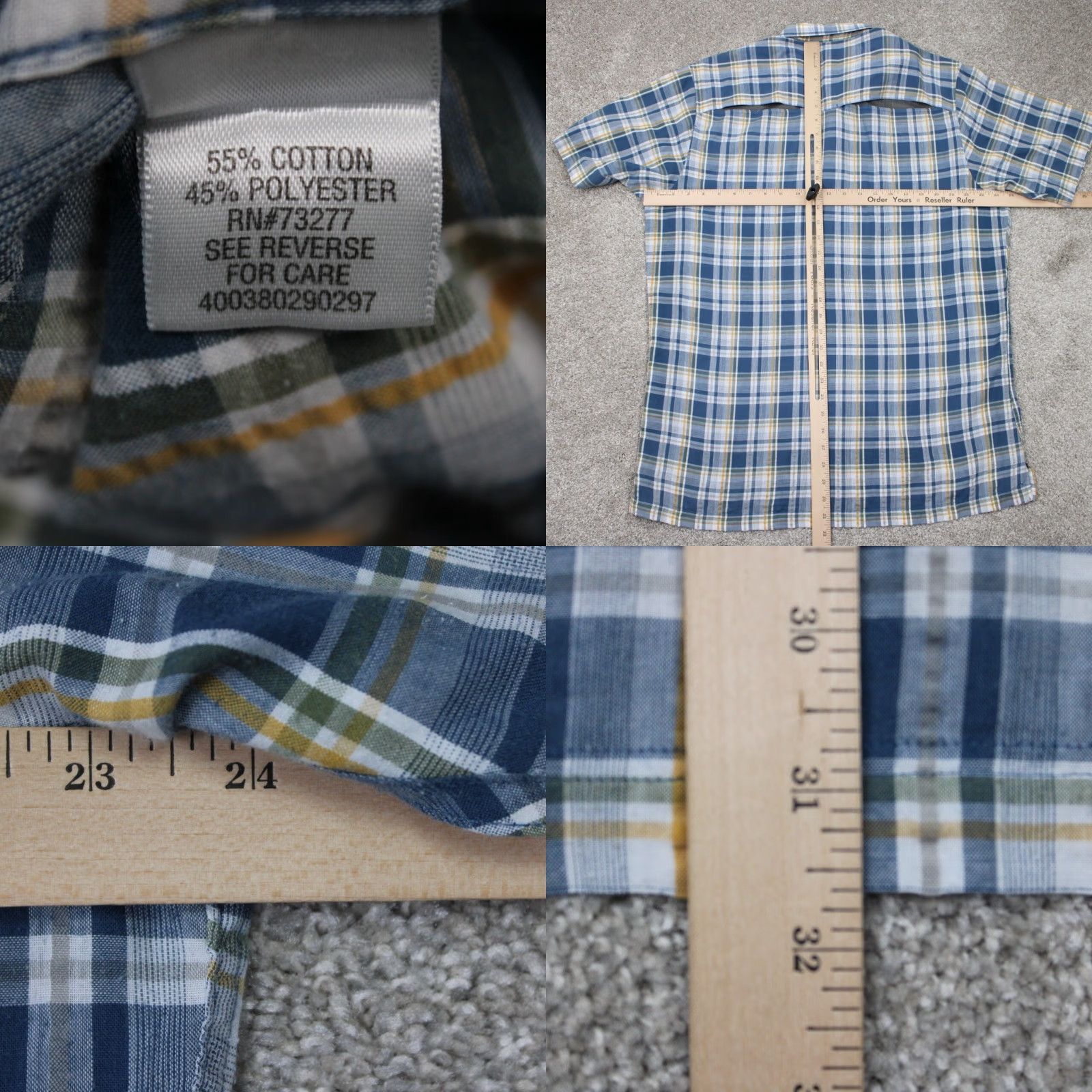 Croft & Barrow Croft & Barrow Quick Dry Shirt Mens L Blue/Yellow Poly/Cotton S/S Button Up Size US L / EU 52-54 / 3 - 8 Thumbnail