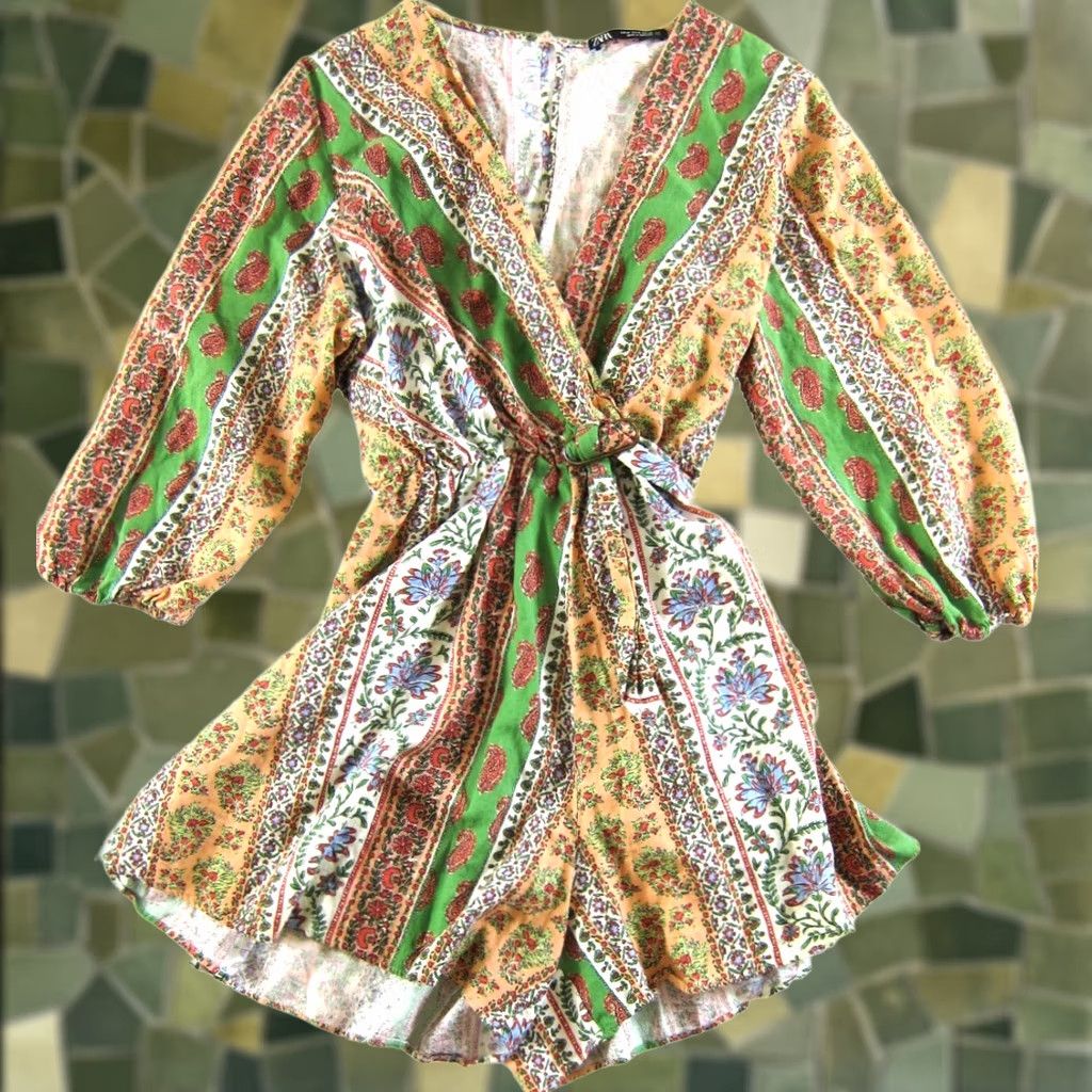 zara green and pink dress ZARA Tiered Poplin NEON LIME GREEN & COTTON CANDY PINK Oversize FLOWY DRESS
