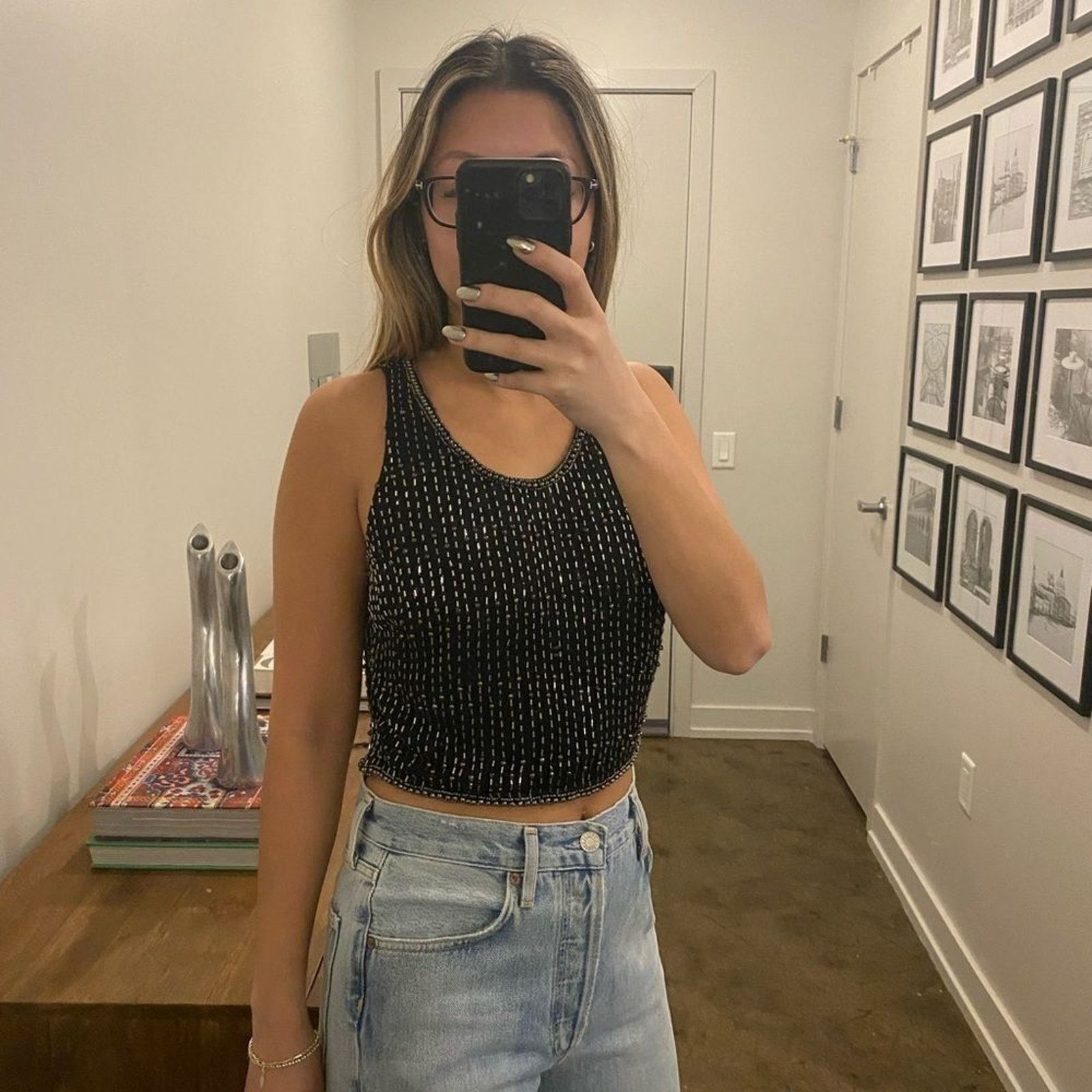 Parker Parker NYC Satnam Beaded Scarf Hem Top Black Size Small Size S / US 4 / IT 40 - 5 Thumbnail