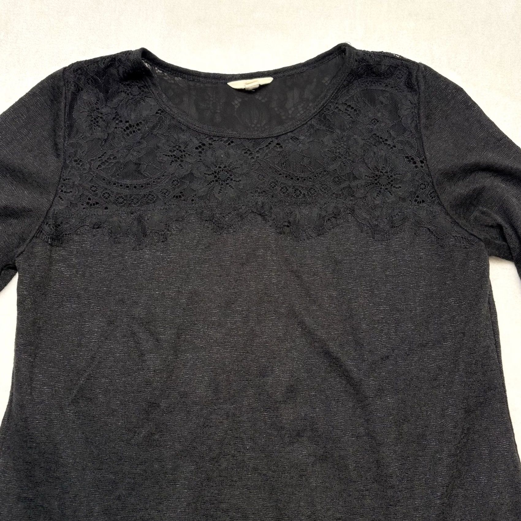 Anthropologie VINTAGE Anthropologie ADIVA Black Lace Detail Split Back Hi Lo Long Sleeve Blouse M Size M / US 6-8 / IT 42-44 - 4 Thumbnail