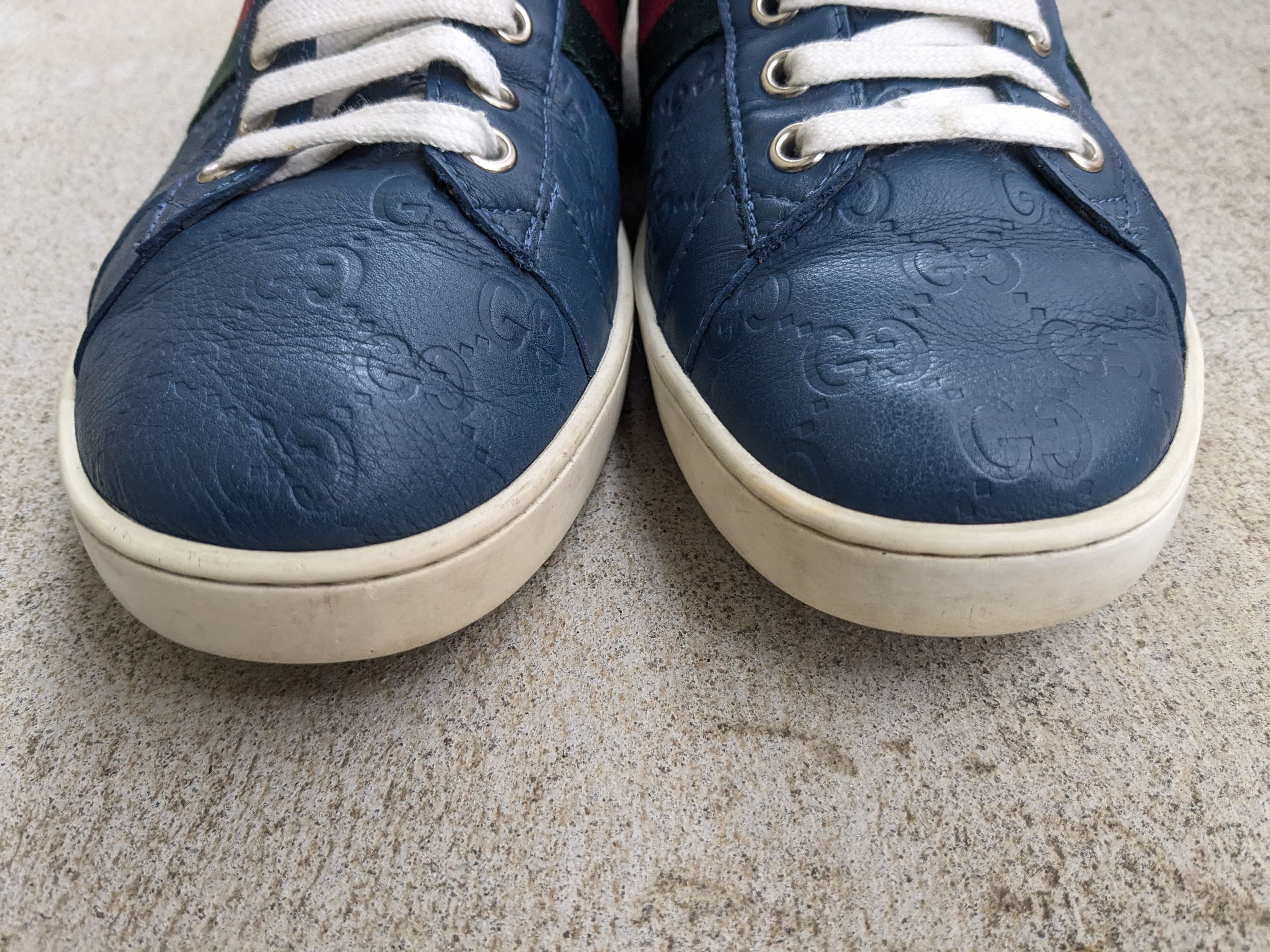 Gucci Gucci Sneakers Blue 9.5 Monogram Low Top Leather Logo Size US 9.5 / EU 42-43 - 2 Thumbnail