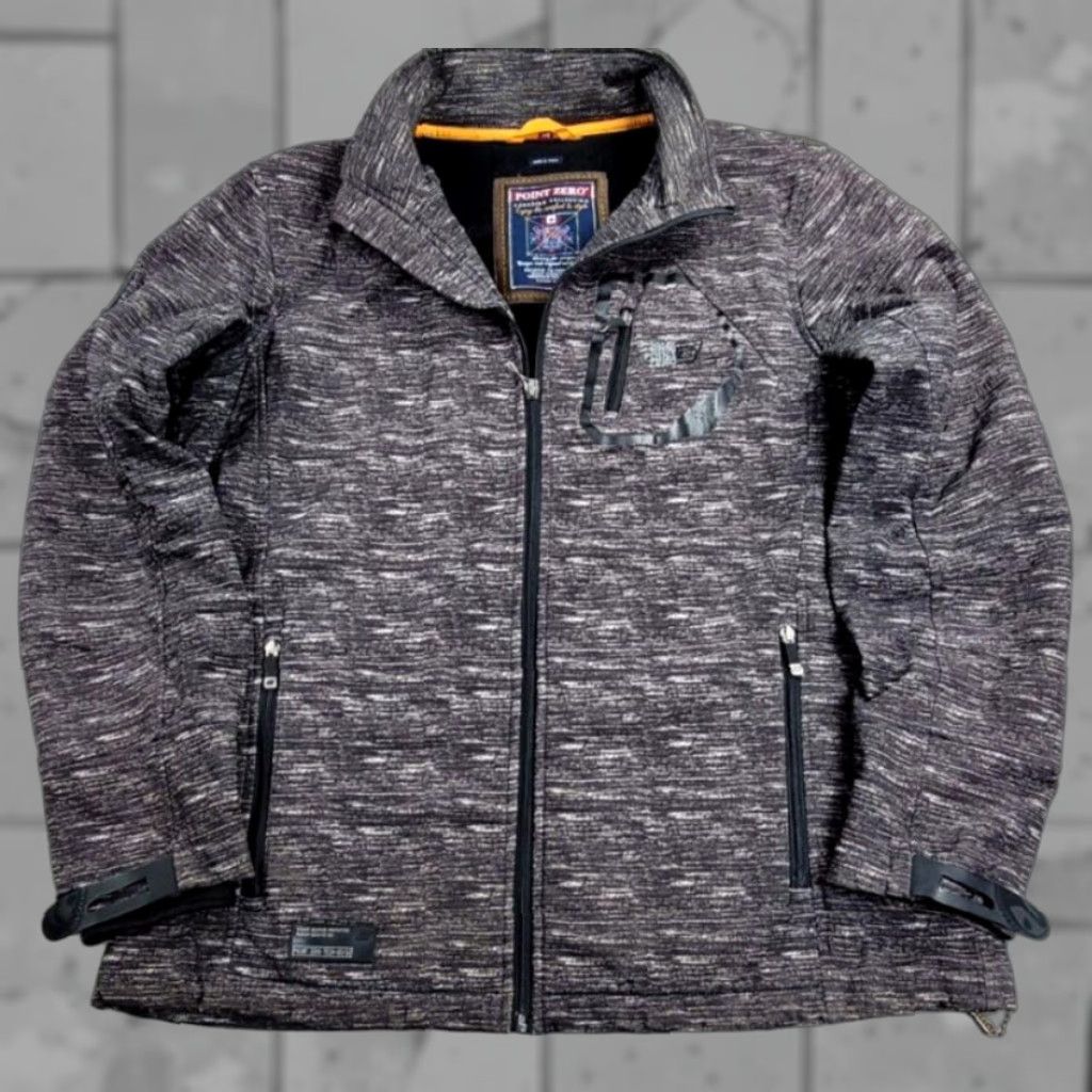 Point Zero Point Zero Mens Jacket Black Marble Full Zip Lined Heavyweight Softshell Winter Outdoor Stand-Up Collar Nascent? Size US L / EU 52-54 / 3 - 1 Thumbnail