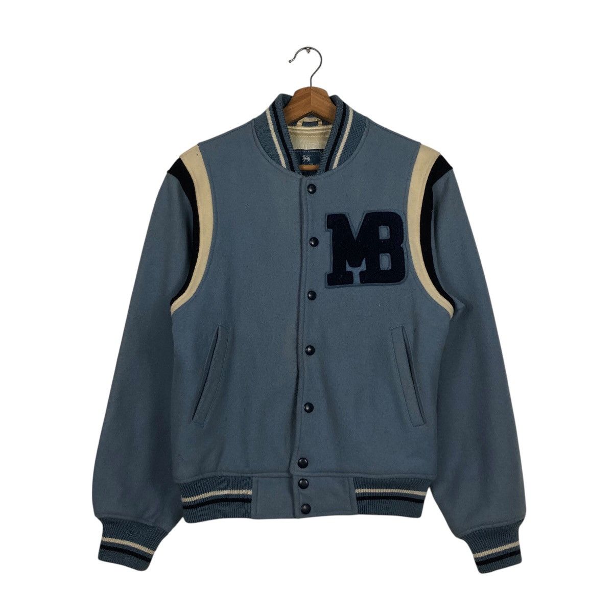 Japanese Brand 📌Vintage Wool Varsity Jacket Mac Beth Big Logo Full Patches Size US L / EU 52-54 / 3 - 2 Thumbnail