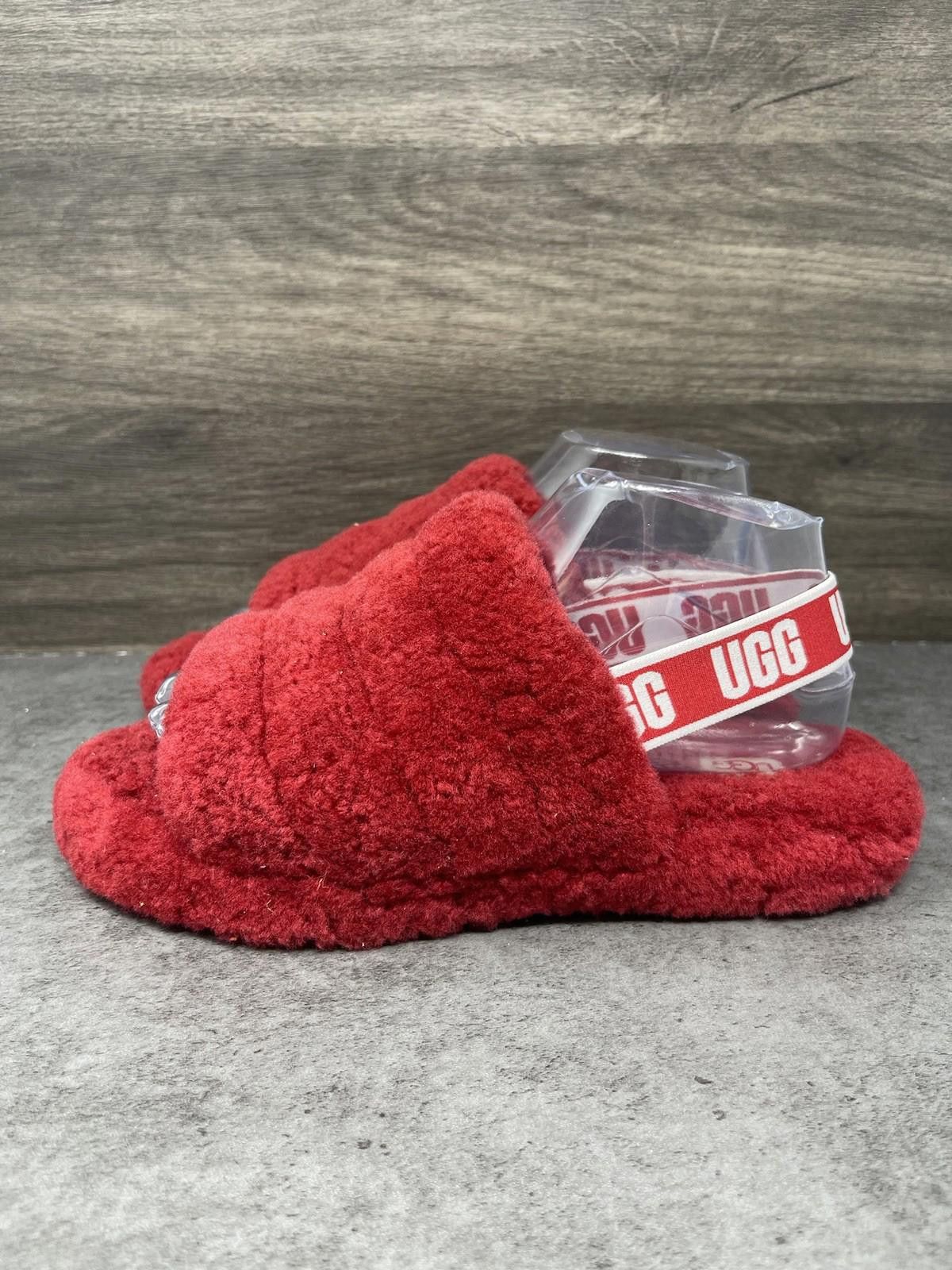 Ugg UGG Fluff Yeah Slide Slippers Womens Size 6 Red Fur Size US 6 / IT 36 - 1 Thumbnail