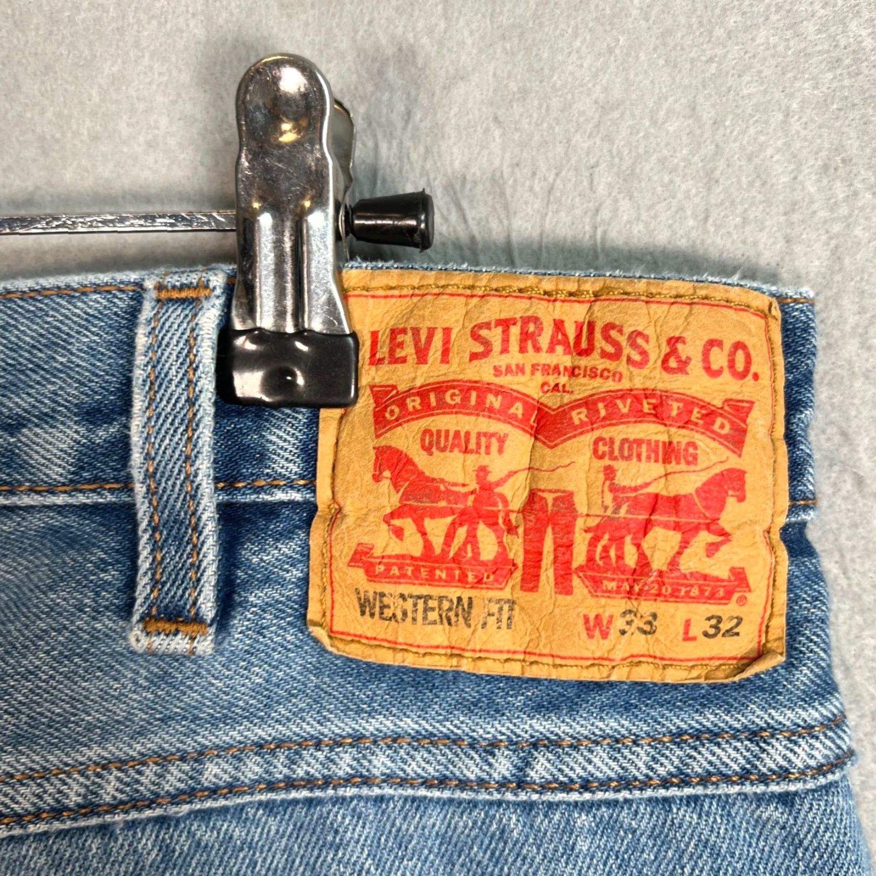 Levi's Levis 522 Mens Size 33 x 32 Western Fit Light Blue Denim Jeans Size US 33 - 3 Thumbnail