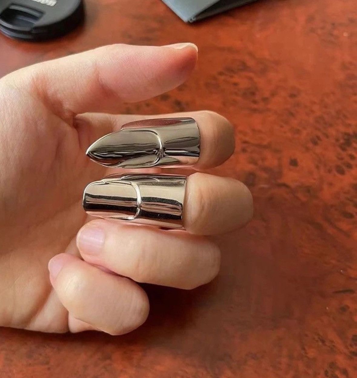 Jewelry Punk Gothic short Nail Cover Ring Size ONE SIZE - 3 Thumbnail