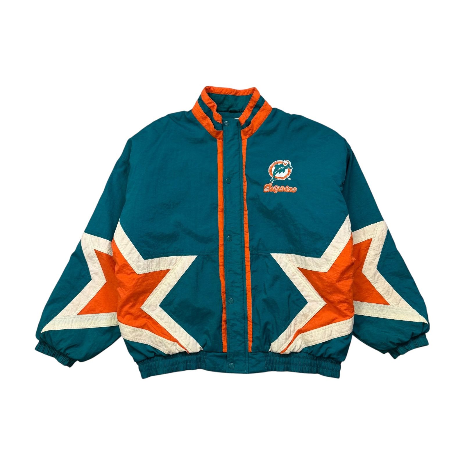 NFL VTG 90s MIAMI DOLPHINS STARTER PUFFER JACKET STAR SLEEVES Size US XL / EU 56 / 4 - 1 Thumbnail