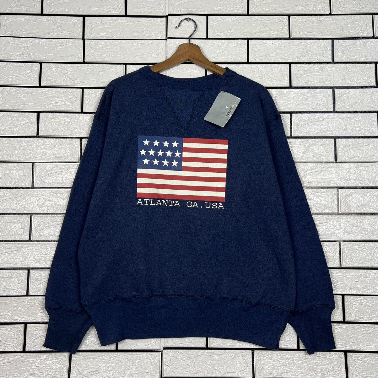 Vintage BRENTS Made in Usa Atlanta Ga.Usa Flag Sweatshirt #4018-C183 Size US L / EU 52-54 / 3 - 1 Thumbnail