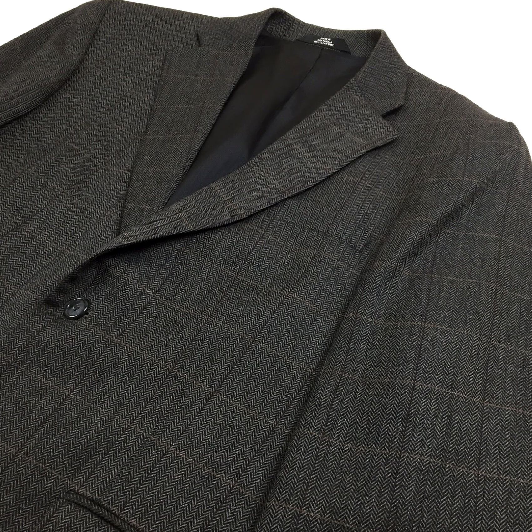 Haggar Haggar Blazer Mens 40R Brown Worsted Wool Blend Herringbone Window Pane Jacket Coat Single-Breasted Notch Lapel 2 Piece Business Mens Size 40R - 2 Thumbnail