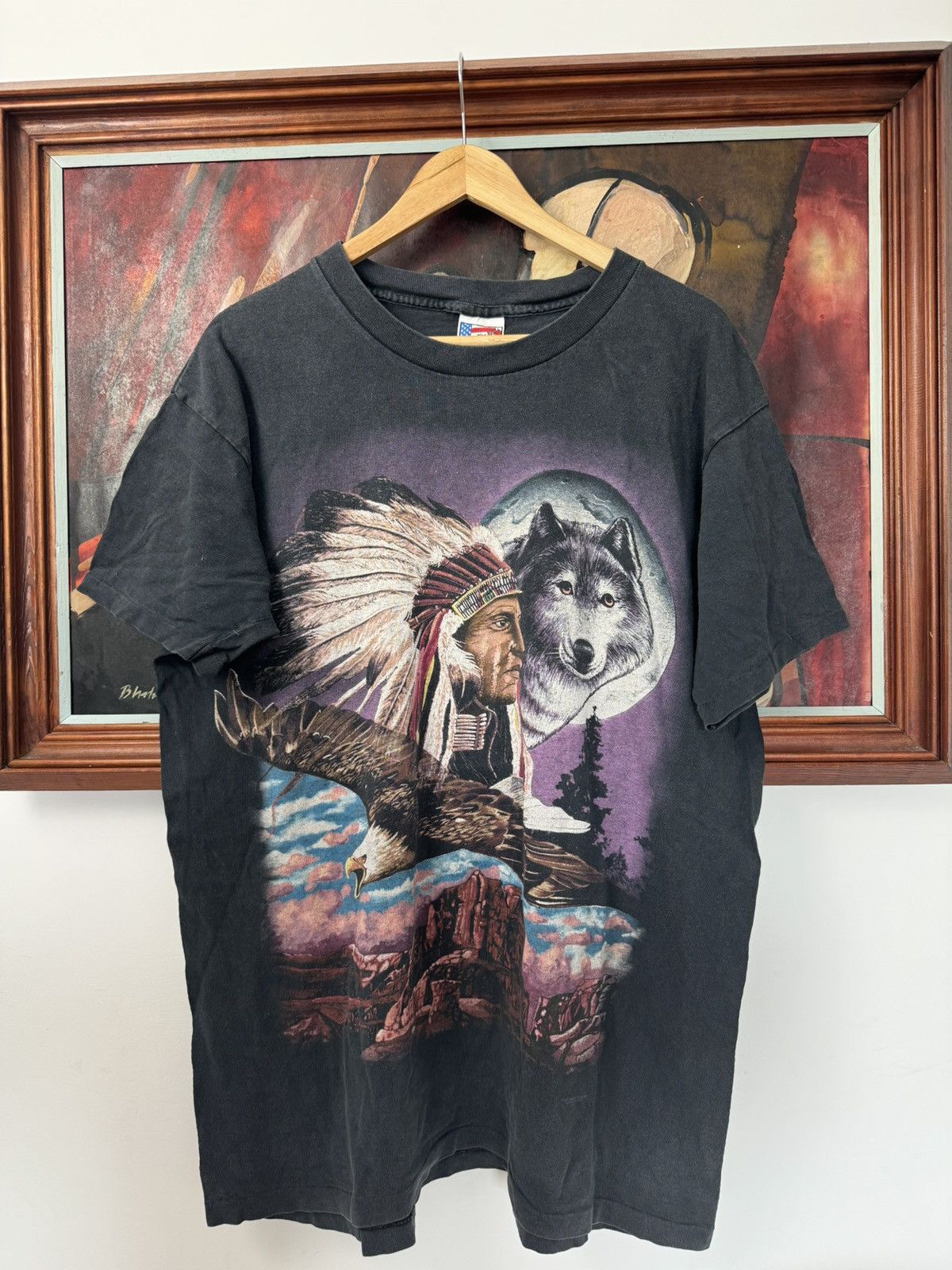 Vintage VINTAGE INDIAN CHIEF TEE SHIRT MADE IN USA WOLF PRINT WASHED Size US L / EU 52-54 / 3 - 1 Thumbnail