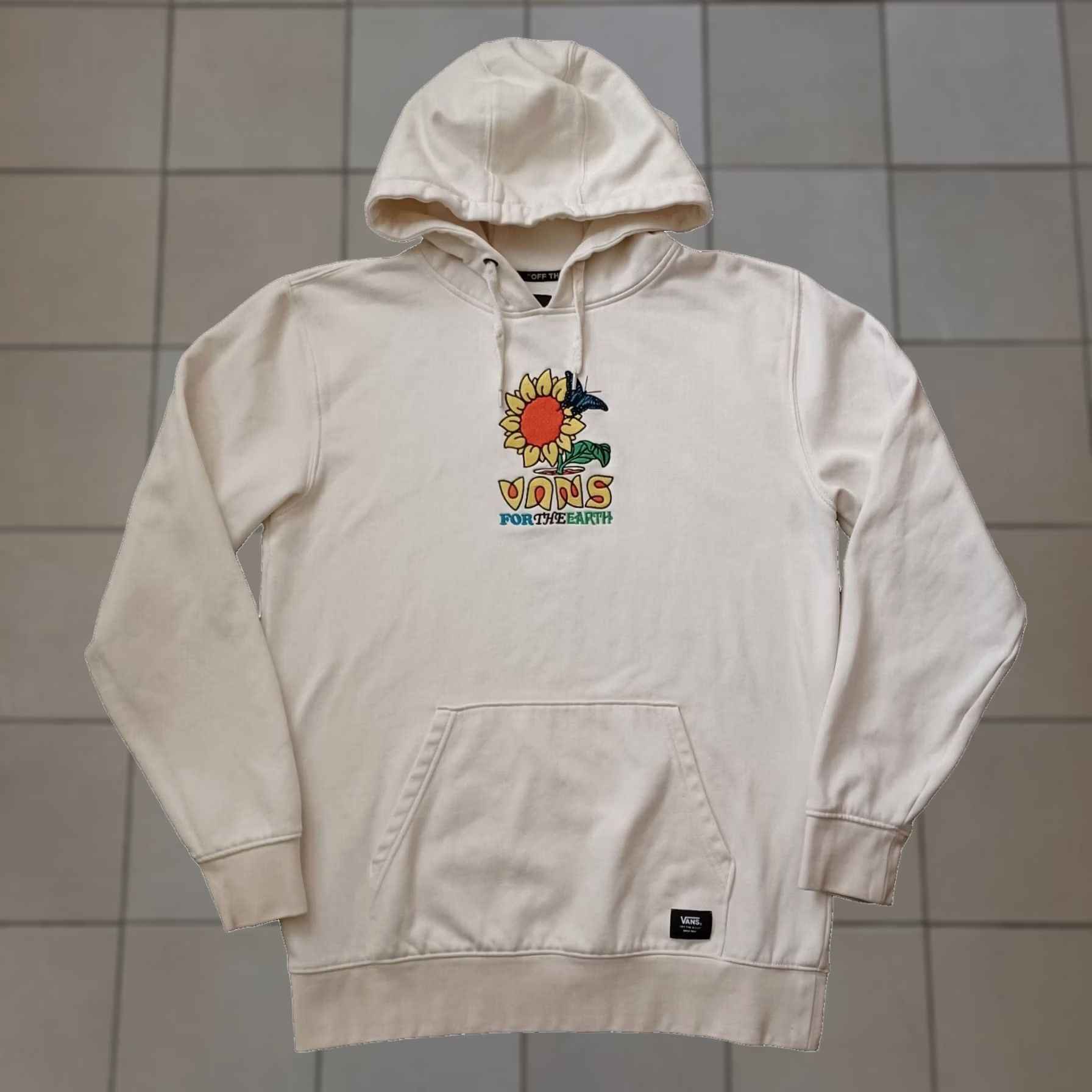 Vans VANS Mens Hoodie M Ivory Pullover Kangaroo Pocket Embroidered Logo For The Earth Zipper Pocket Size US M / EU 48-50 / 2 - 1 Thumbnail