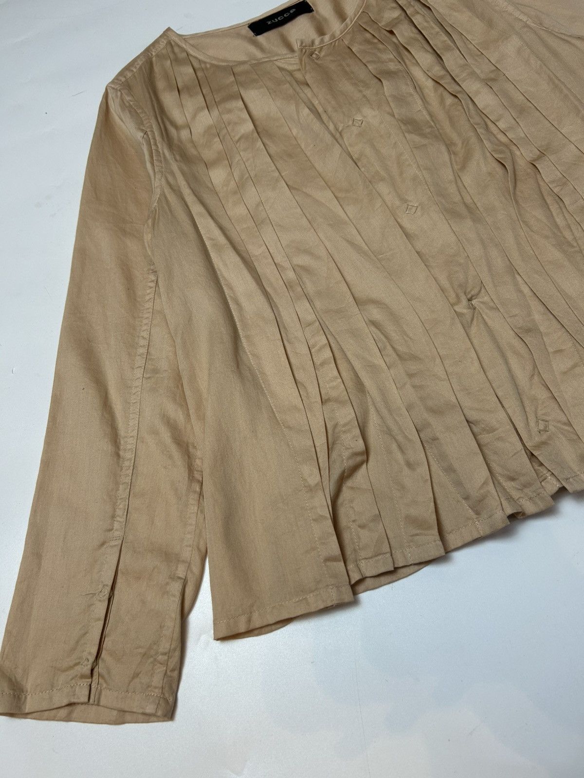 Designer × Issey Miyake × Zucca ZUCCA BROWN PLEATED BLOUSE Size M / US 6-8 / IT 42-44 - 2 Thumbnail