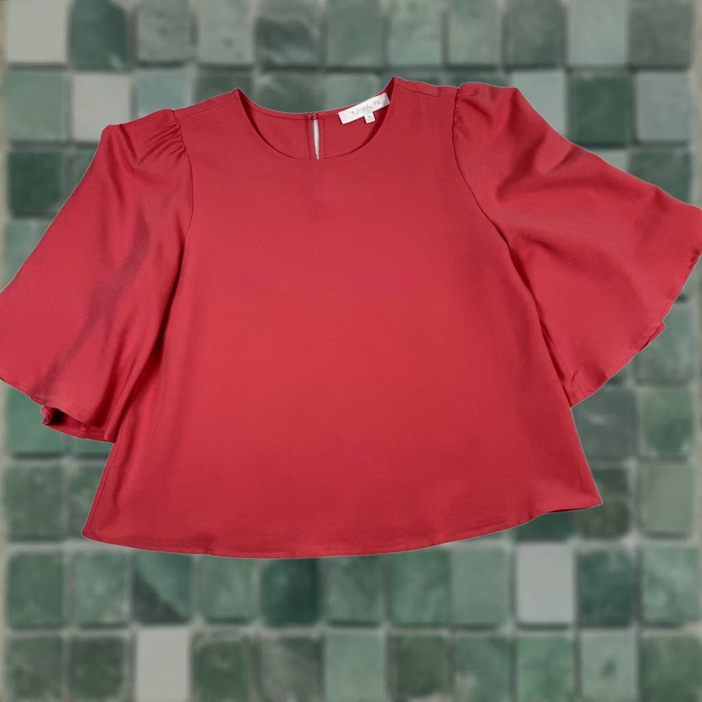 Vintage Sugarlips Pink Flutter Sleeve Top - Minimalist Boho Retro Womens Blouse M Size M / US 6-8 / IT 42-44 - 1 Thumbnail