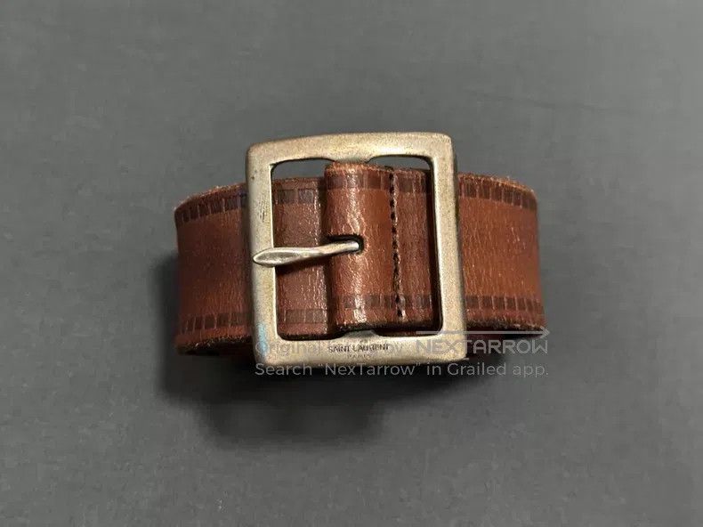 Saint Laurent Paris Saint Laurent Paris Silver Buckle Cracked Leather Belt i Size ONE SIZE - 2 Thumbnail