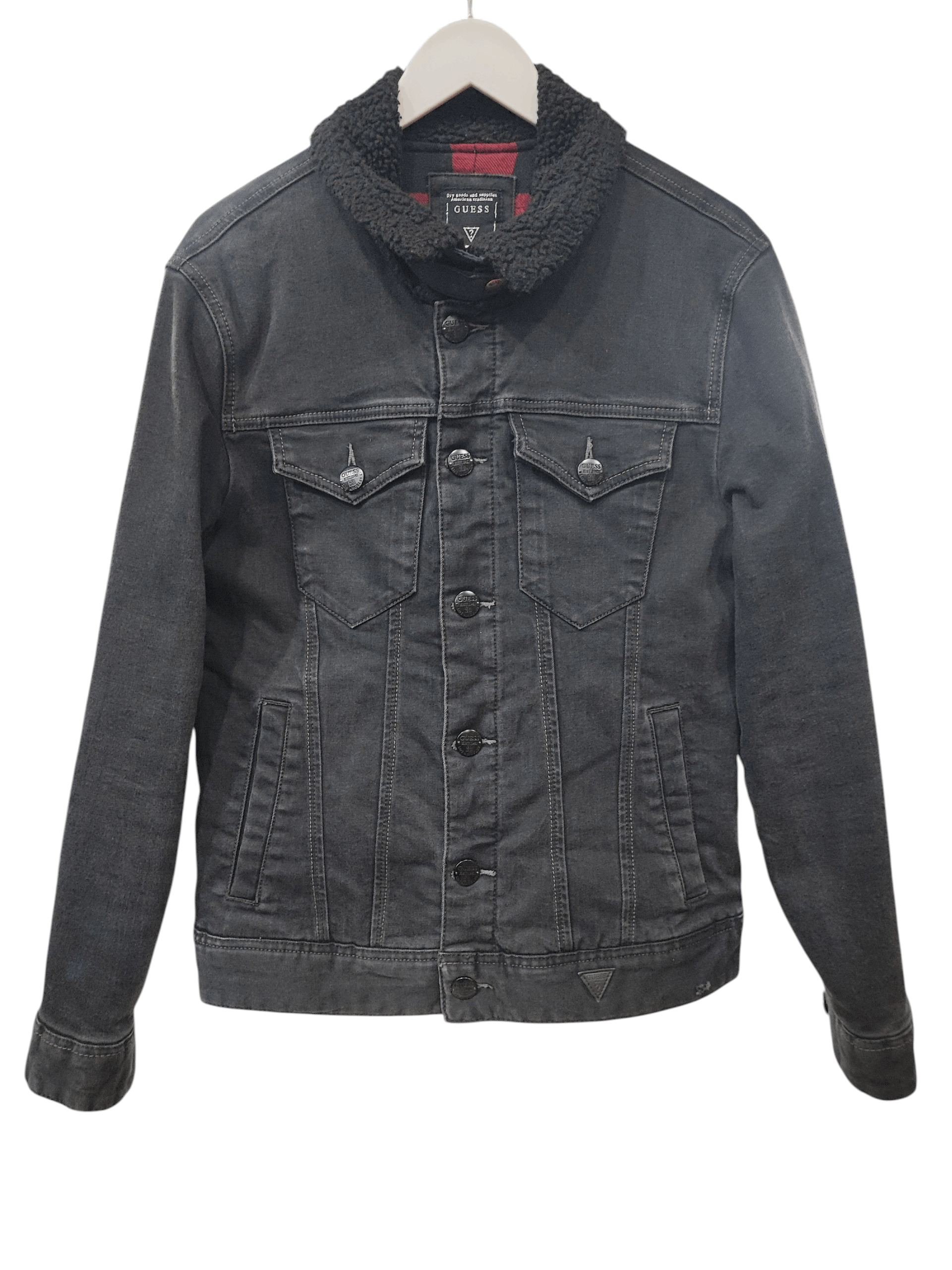 Guess Guess Faded Black Denim Trucker Jacket Size US L / EU 52-54 / 3 - 2 Thumbnail
