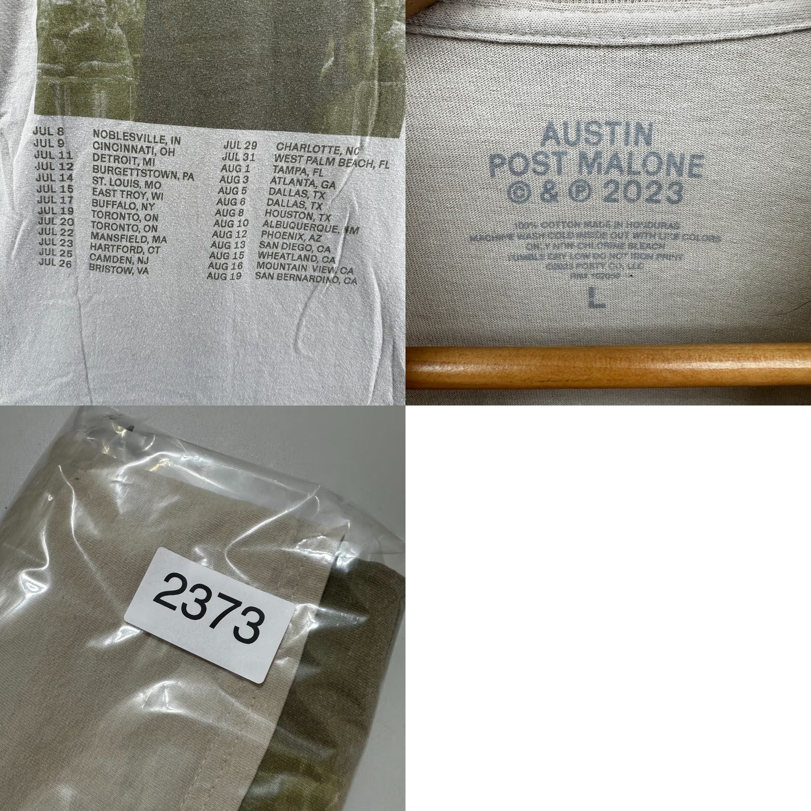 Gustin Austin Post Malone T-Shirt Gray Men's Large Short Sleeve Crew Neck Pullover Size US L / EU 52-54 / 3 - 8 Thumbnail