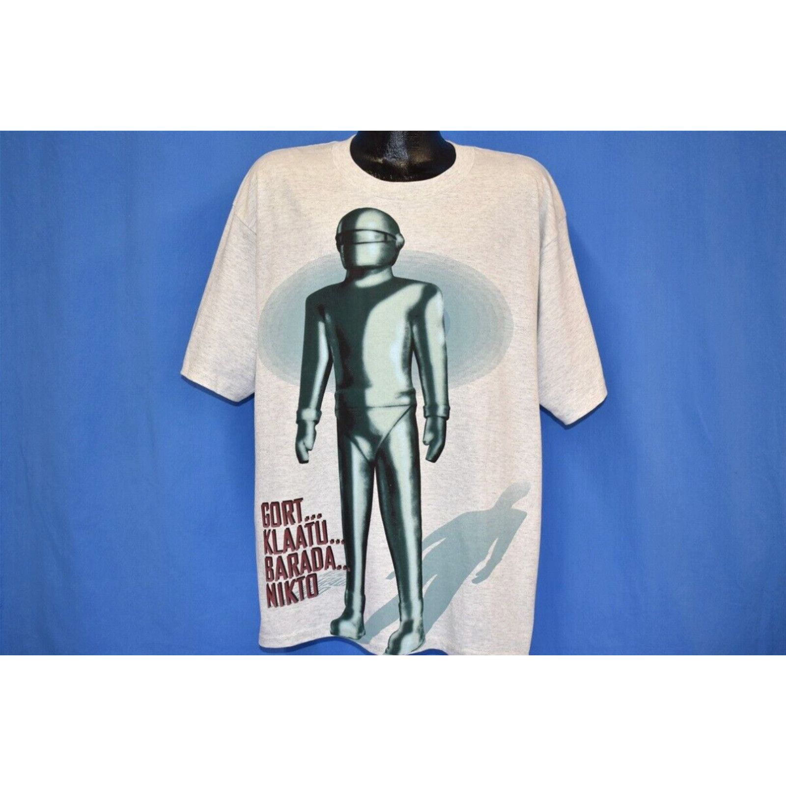 image of Vintage VTG 90's Day Earth Stood Still Sci Fi Movie Gort Klaatu Alien Robot 95 T-Shirt XL in White