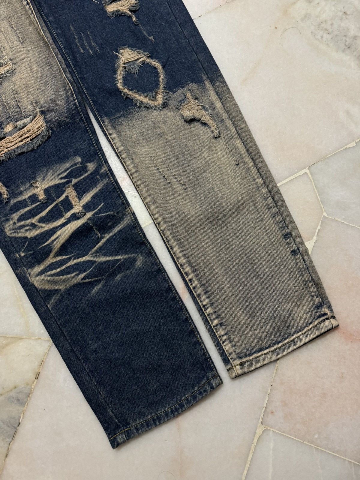 Kapital 💥RARE💥SICK JAPANESE 2 TONE COLOR DISTRESSED RIPPED JEANS Size US 34 / EU 50 - 8 Thumbnail