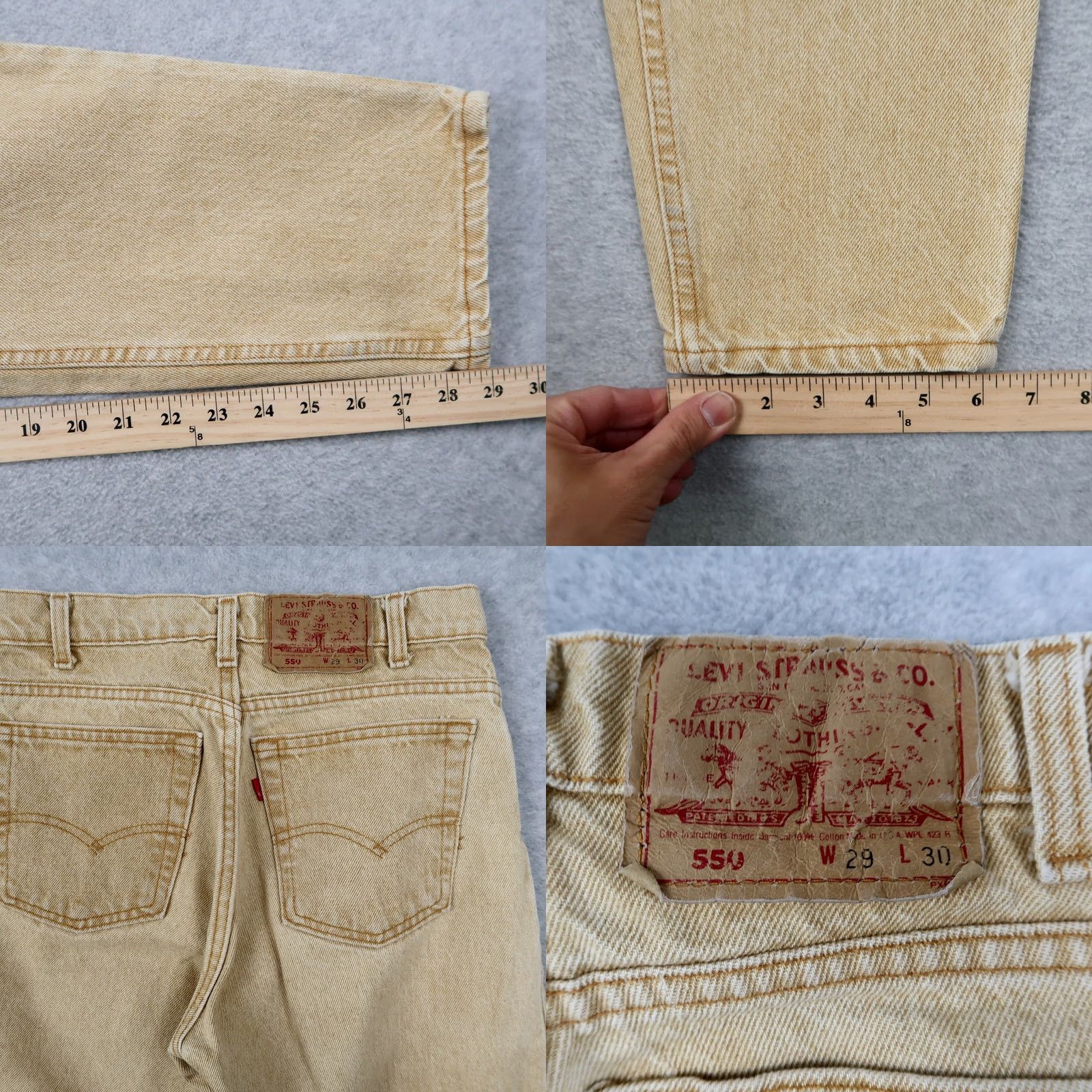 Levi's VINTAGE Levi's 550 Jeans Men's 29x30 Tan Denim Relaxed Fit USA Made 90s 5-Pocket Style Mens Size US 29 - 8 Thumbnail