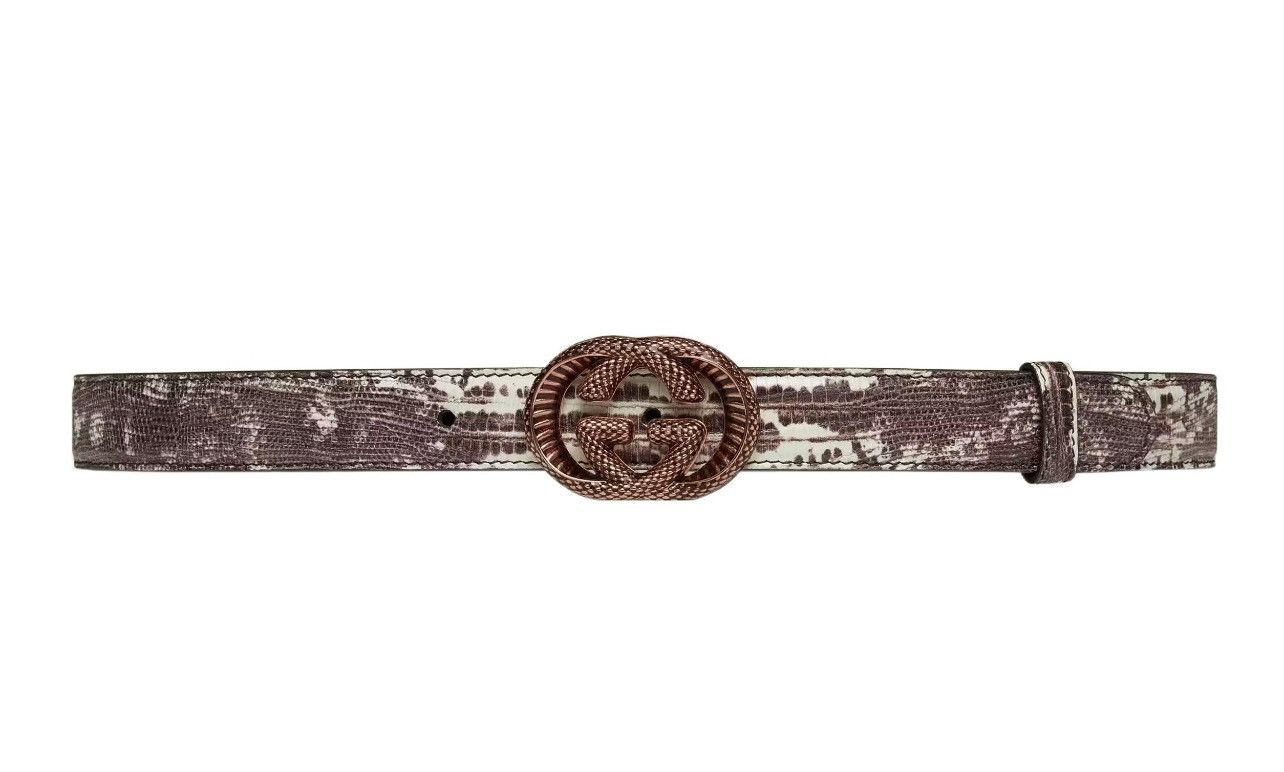 Gucci Skinny Embossed Leather Belt 85 Size ONE SIZE - 10 Thumbnail