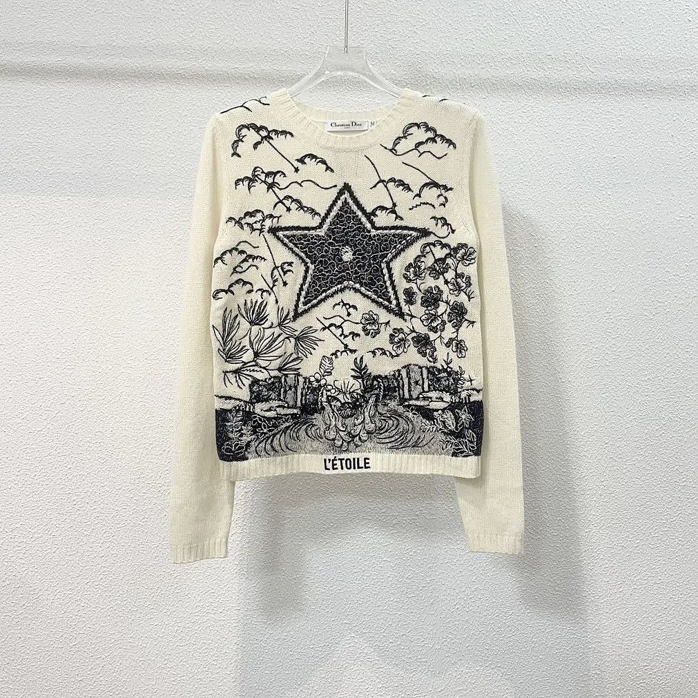 Dior Dior Star Embroidery Cashmere Sweater Size FR 38 Size S / US 4 / IT 40 - 1 Thumbnail