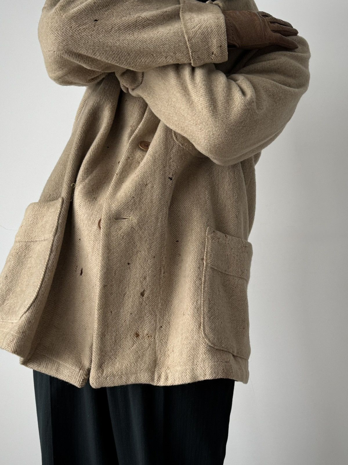 Harrods Vintage 1950s England 'Harrods' HBT Tweed Thrashed Coat Size US M / EU 48-50 / 2 - 2 Thumbnail