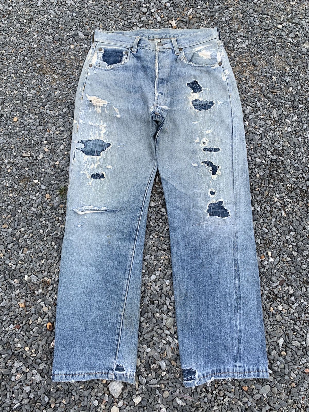 Kapital VINTAGE LEVIS 501XX BIG E SELVEDGE DAMAGE DISTRESSED DENIM Size US 30 / EU 46 - 1 Thumbnail