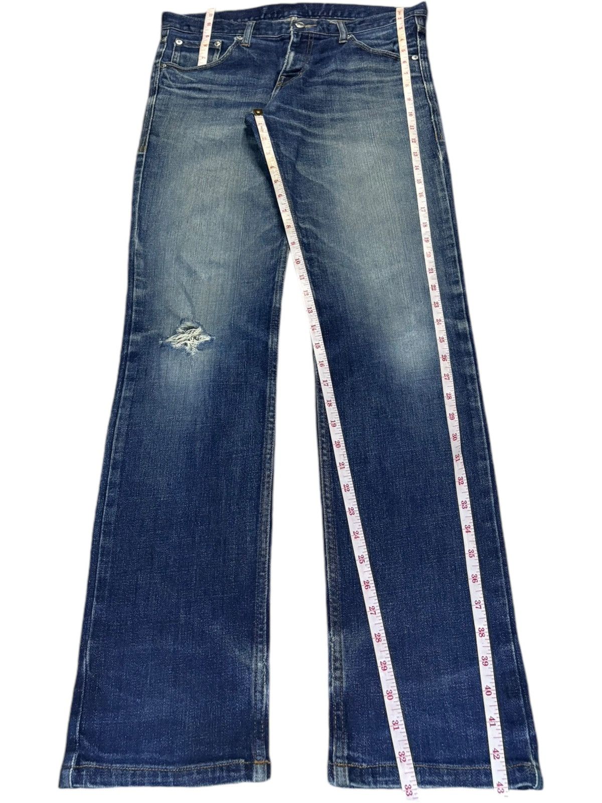 Katharine Hamnett London Vintage Hamnett Faded Blue Wash Distressed Slim Jeans Size US 32 / EU 48 - 13 Thumbnail