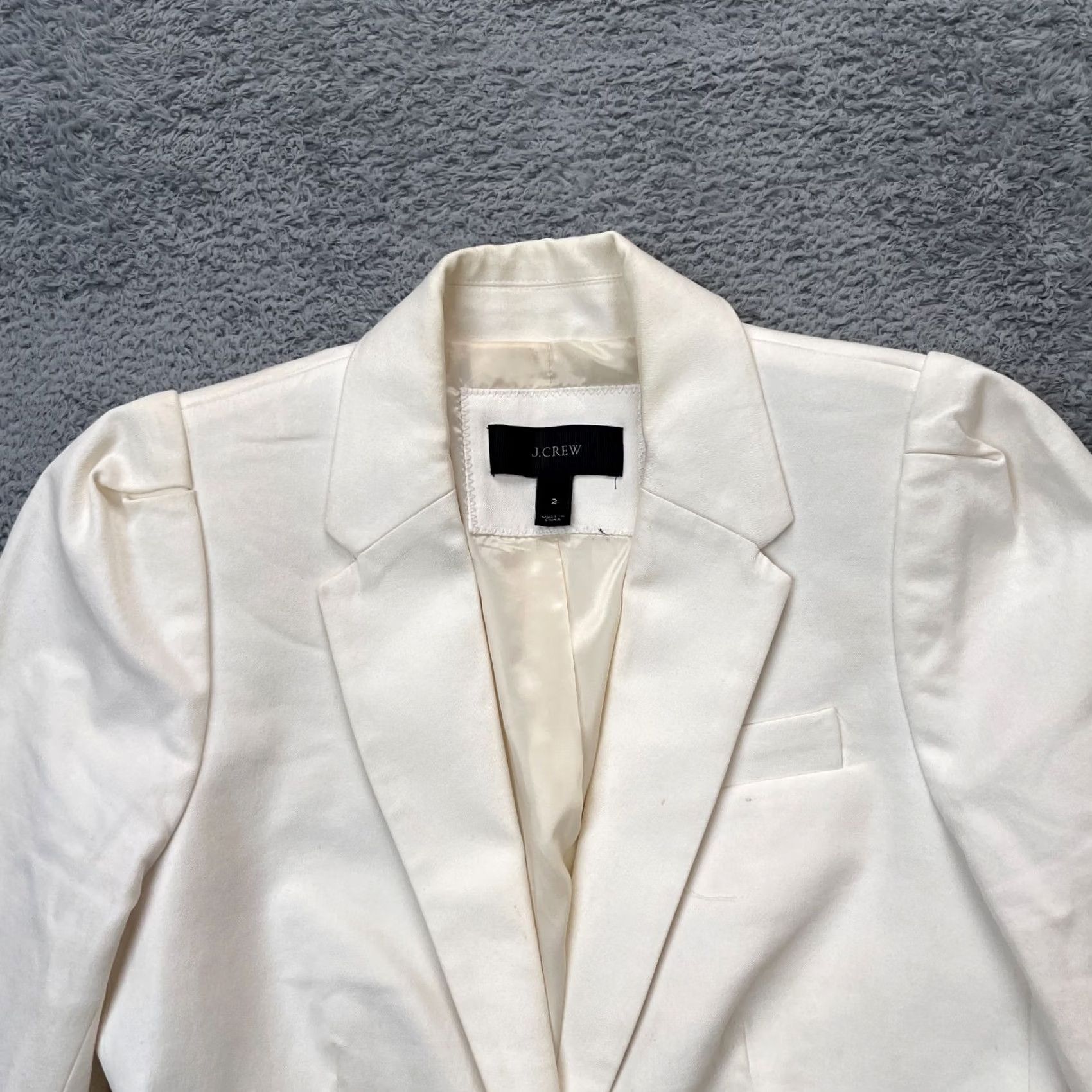 J.Crew J.CREW Blazer Jacket Womens 2 Beige Alexandra Short Notch Lapel Lined Cotton Stretch Formal Tailored Size XS / US 0-2 / IT 36-38 - 7 Thumbnail