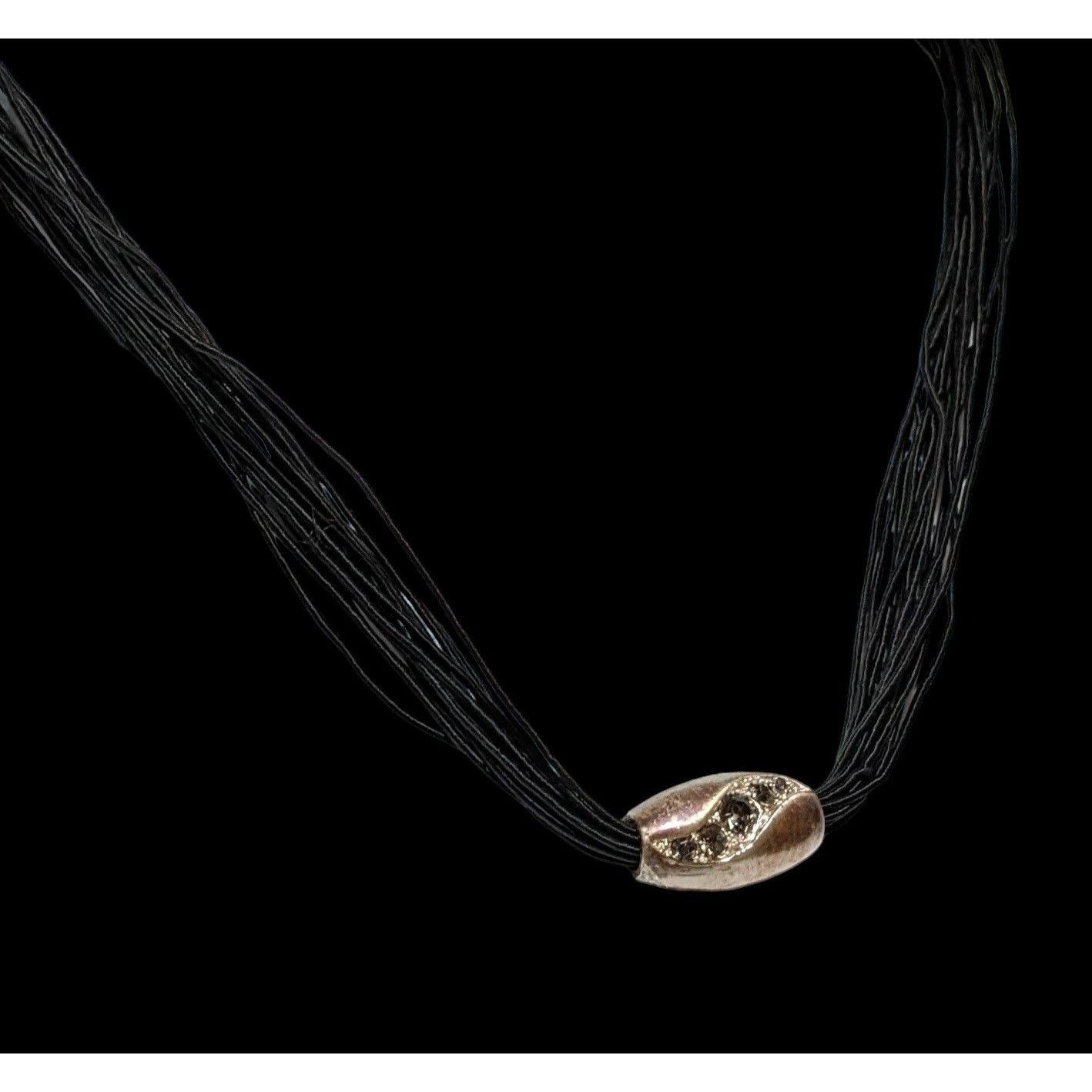 Other Modern Gem Inlaid Silver Barrel Pendant Necklace Size ONE SIZE - 2 Thumbnail