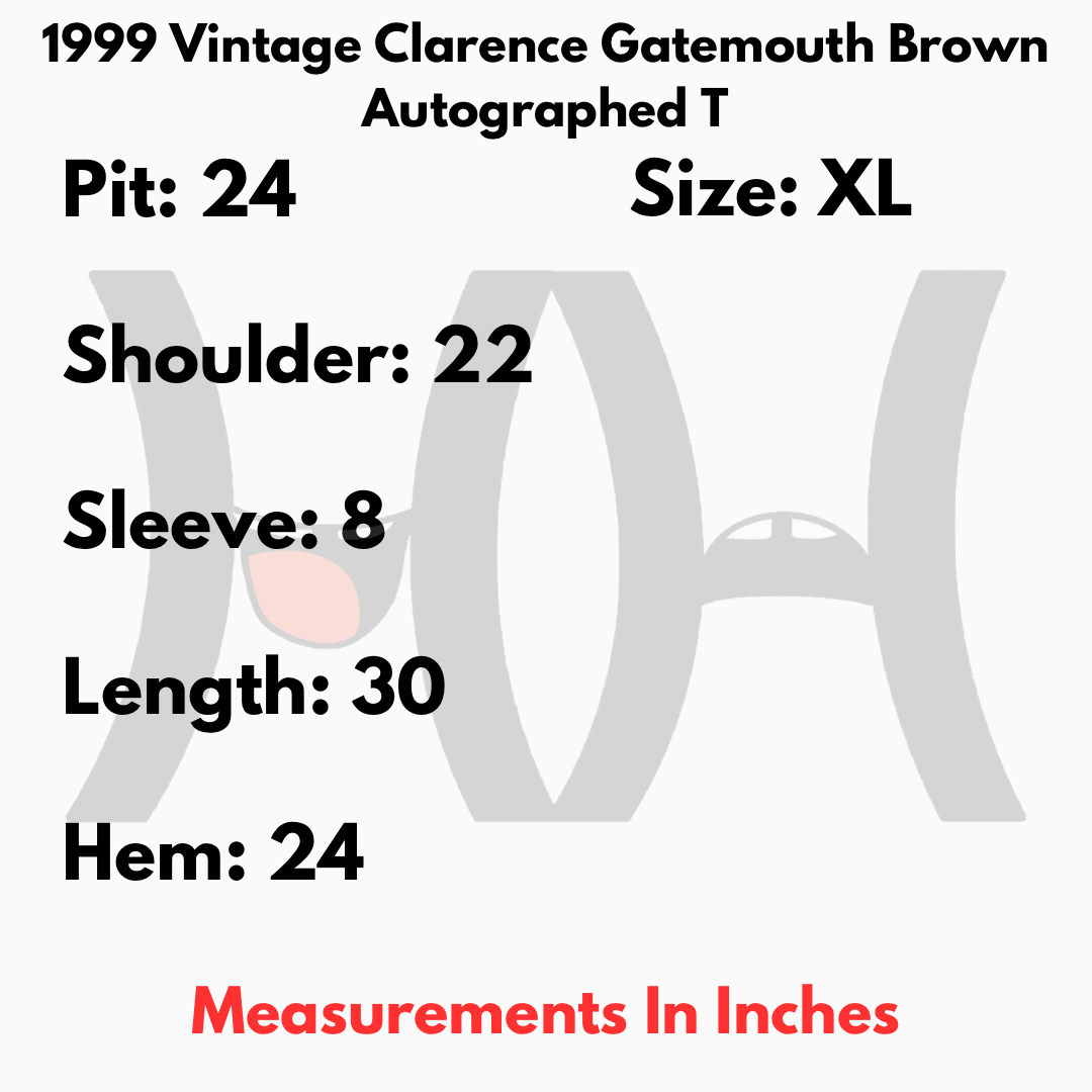 Hanes 1999 Vintage Clarence Gatemouth Brown Autographed T Shirt Size US XL / EU 56 / 4 - 4 Thumbnail
