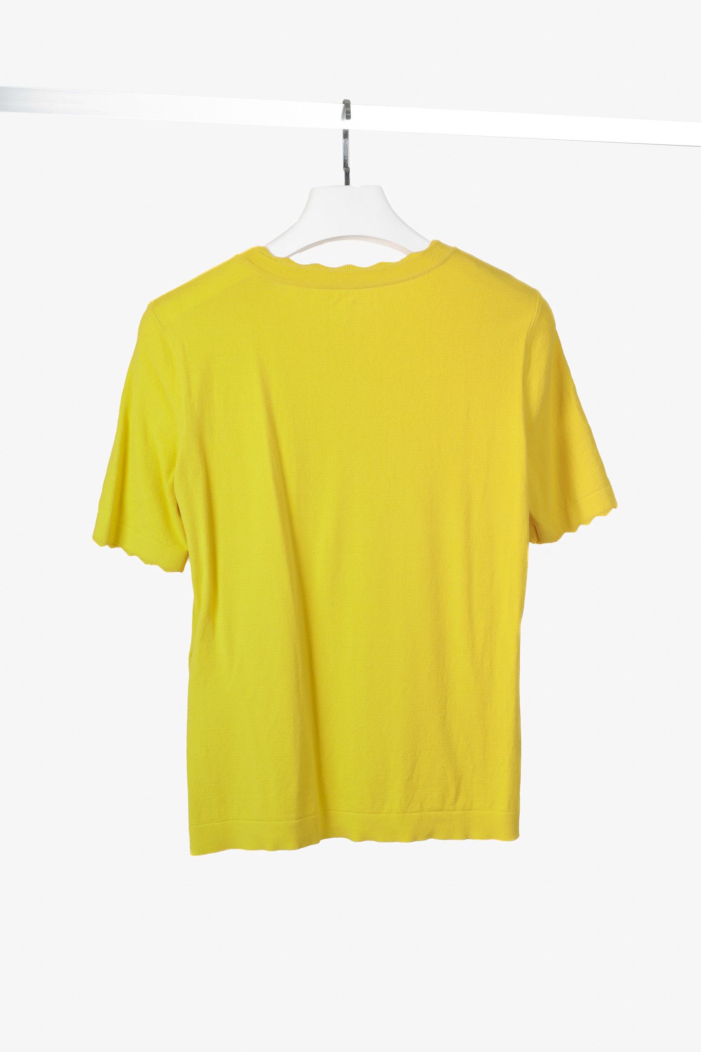 Other Marc Cain Yellow Knit Scalloped Tee Size L / US 10 / IT 46 - 2 Thumbnail